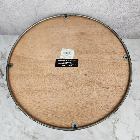 Tray Decor, Silver Metal Large Oval Serving Tray, Mango Wood Base and Brass - Picture 4 of 6